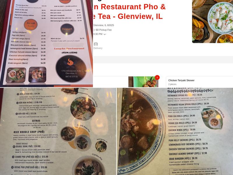 Long An Restaurant Menu