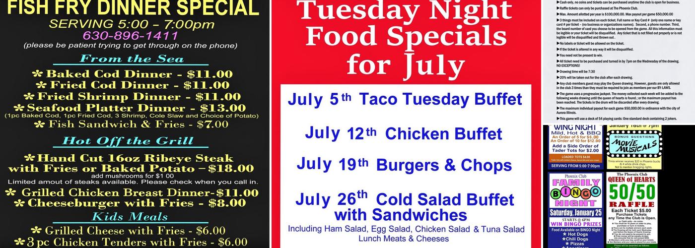 Phoenix Club Menu