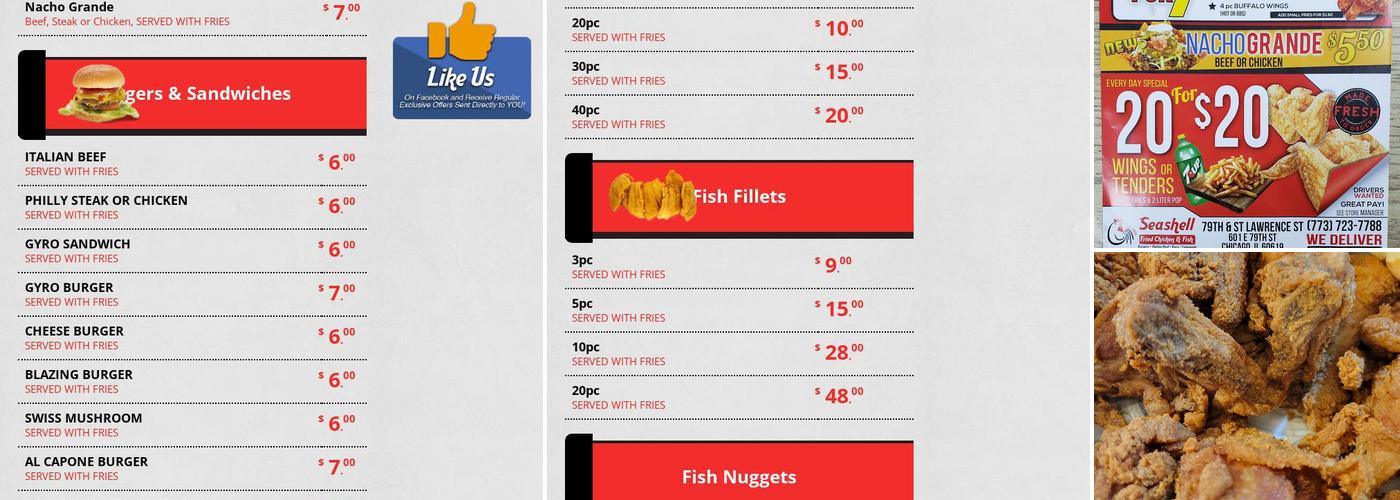 Seashell Restaurant on 79th Menu