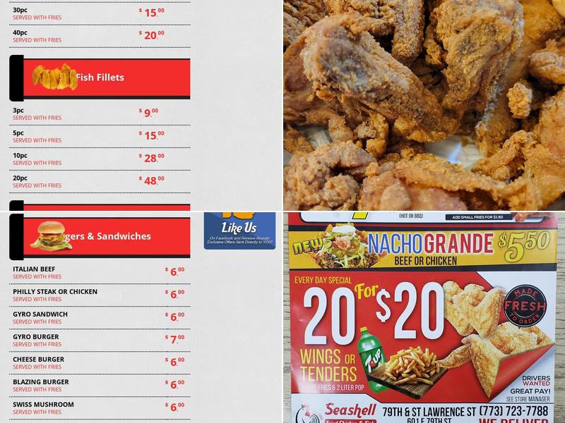 Seashell Restaurant on 79th Menu