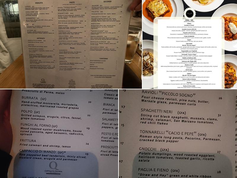 Piccolo Sogno Menu