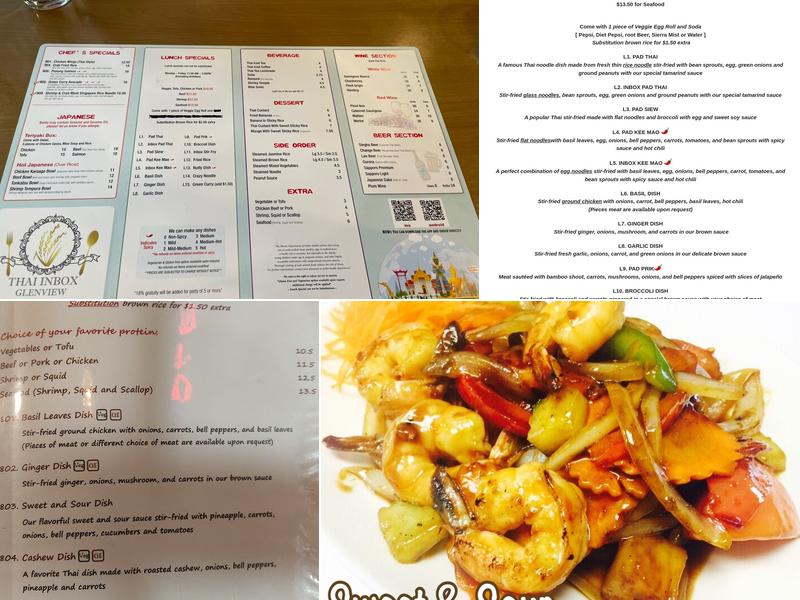 Thai Inbox Glenview Menu