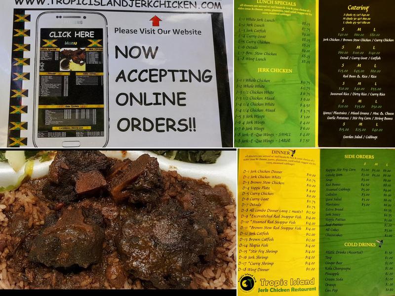 Tropic Island Jerk Chicken Menu