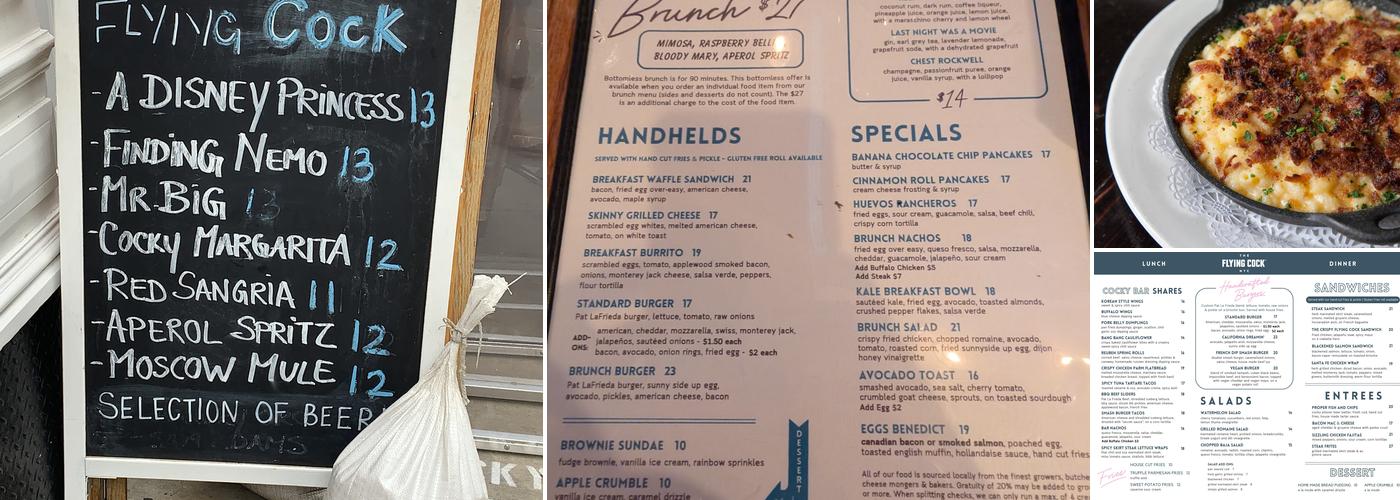 The Flying Cock Menu