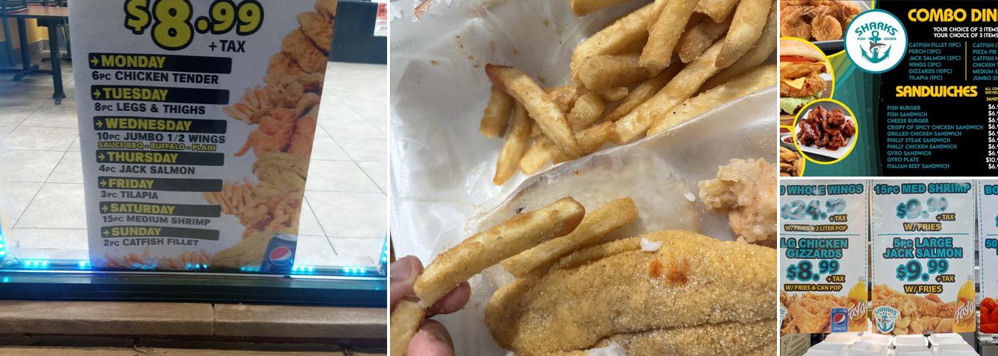 Sharks Fish and Chicken Menu