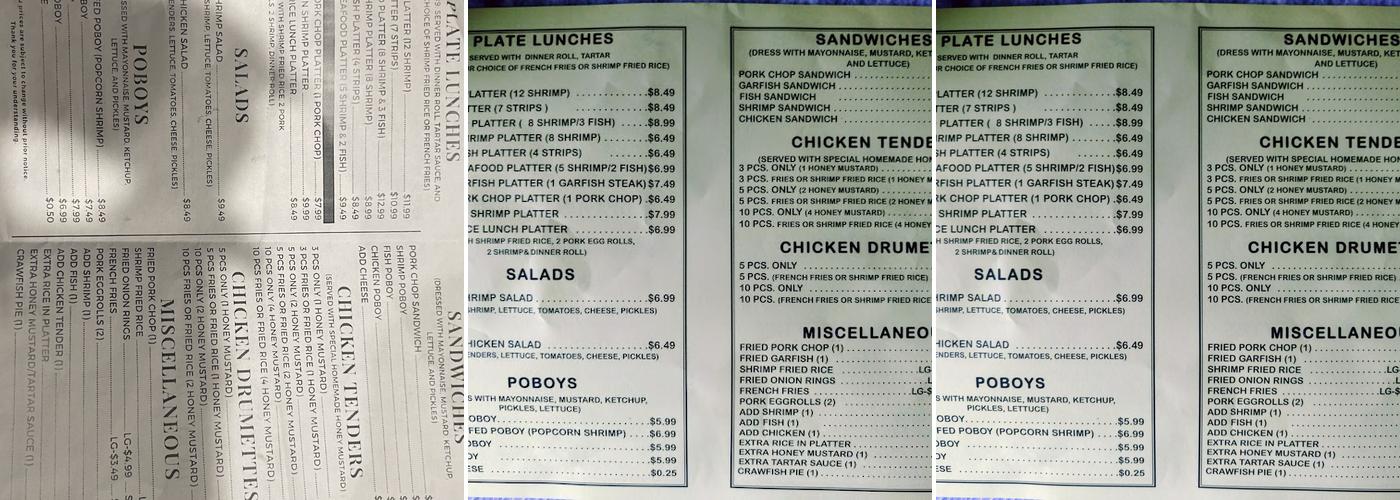 Steven’s Fine Food & Seafood Market Menu