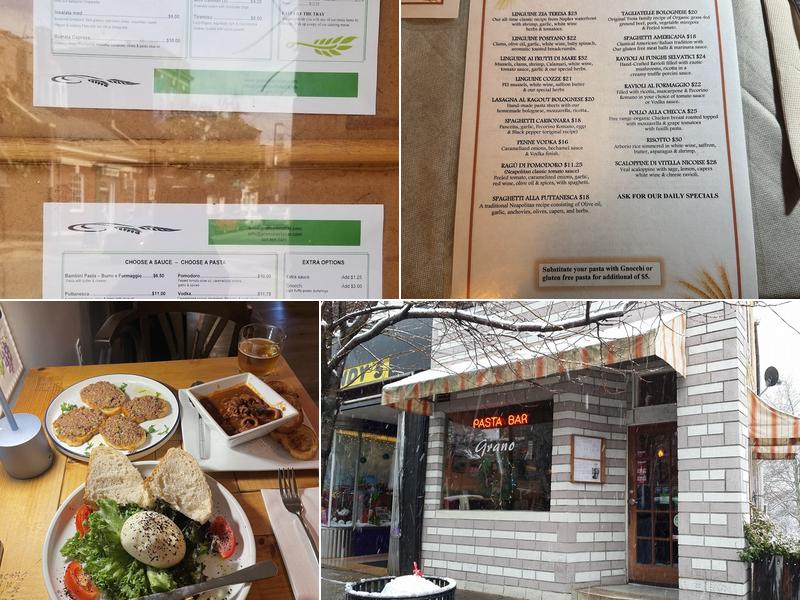 Grano Pasta Bar Menu