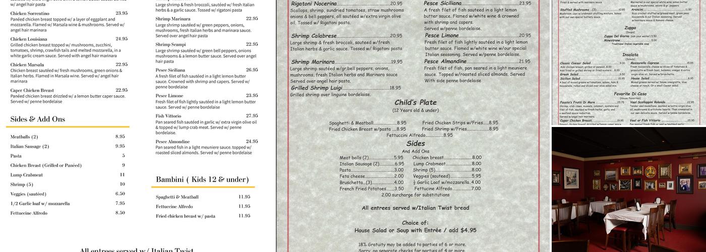 Fausto's Bistro Menu