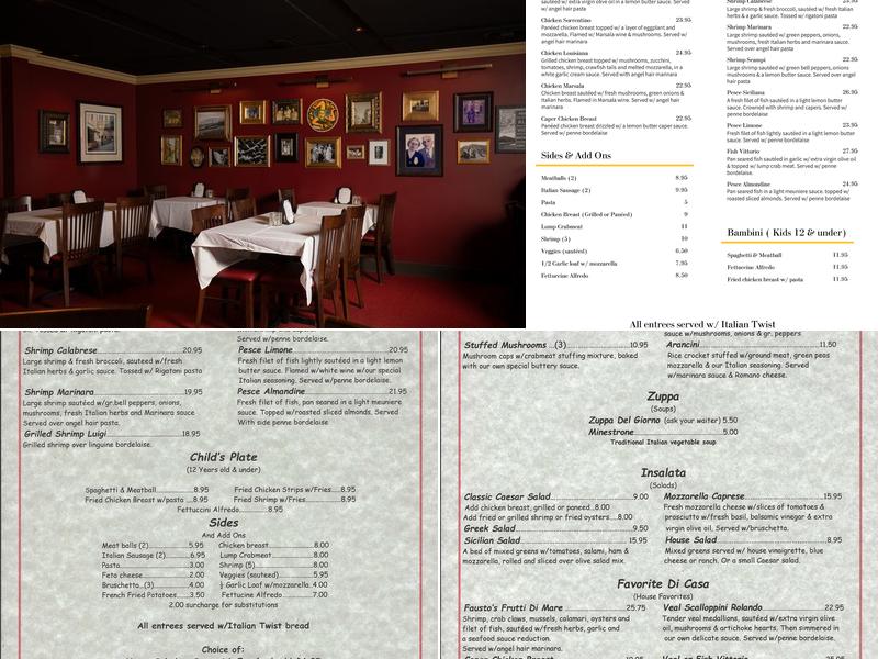 Fausto's Bistro Menu