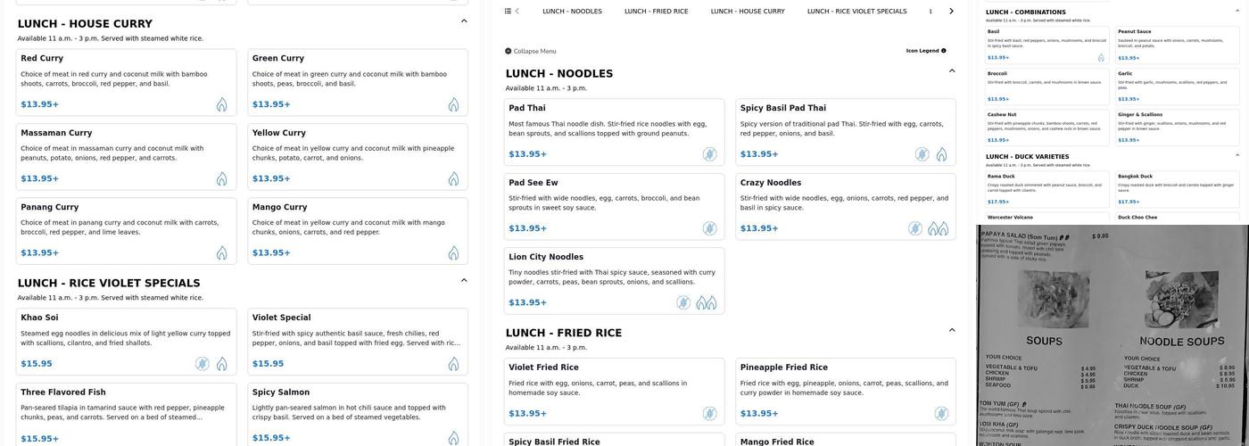 Rice Violet Menu