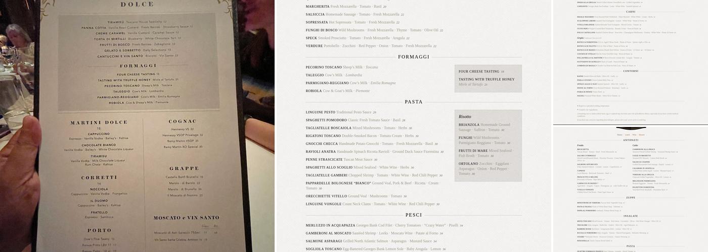 Toscano Menu
