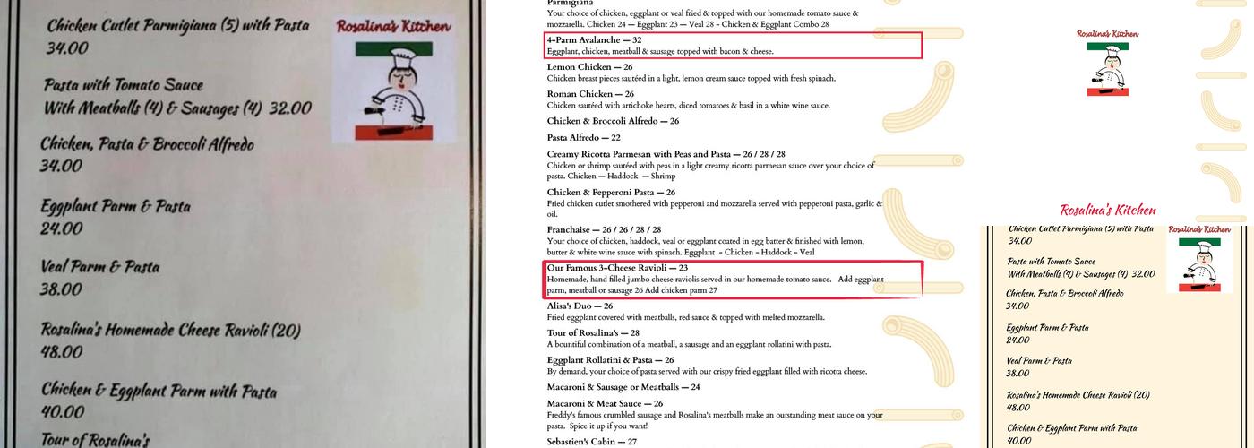 Rosalina's Kitchen Menu