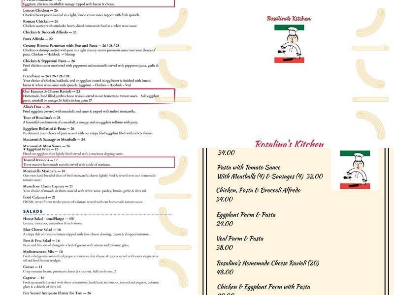 Rosalina's Kitchen Menu