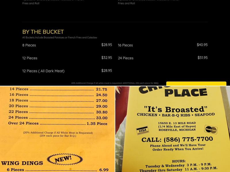 Chicken Place Menu