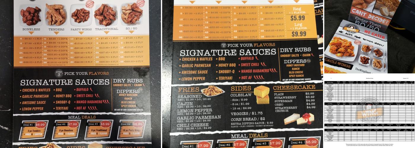 Wing Snob Menu