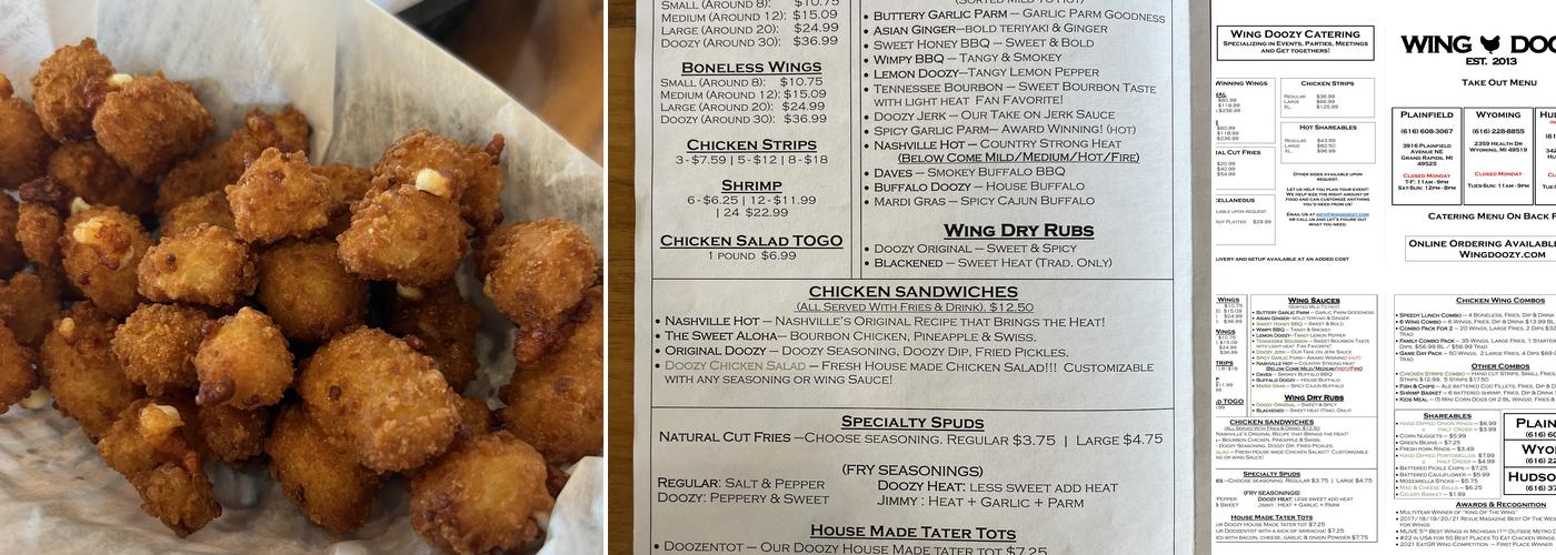 Wing Doozy Menu