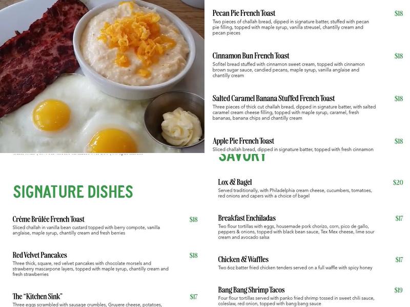 Green Eggs Cafe Menu