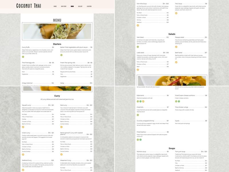 Coconut Thai - Edina Menu