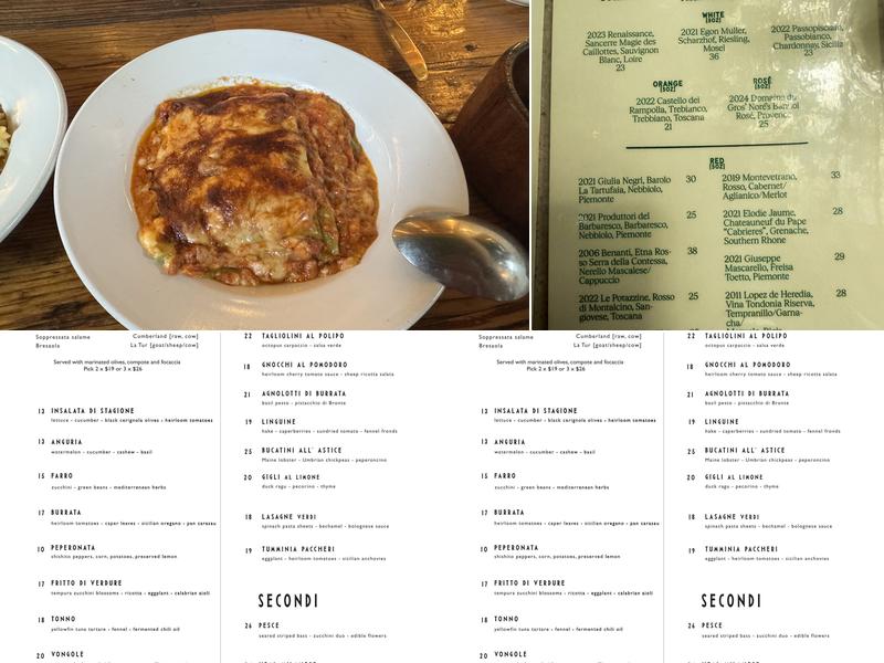 LaRina Pastificio & Vino Menu