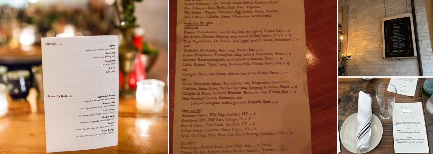 Faun Menu