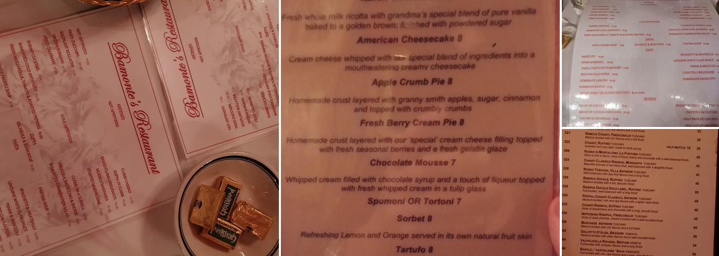 Bamonte's Menu