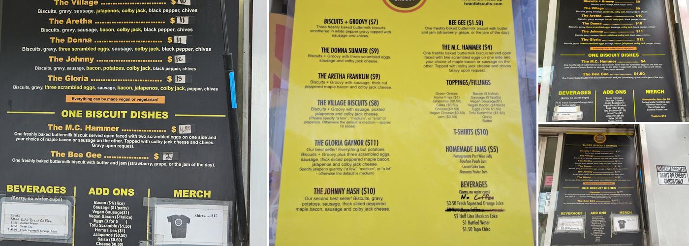 Biscuits + Groovy Menu