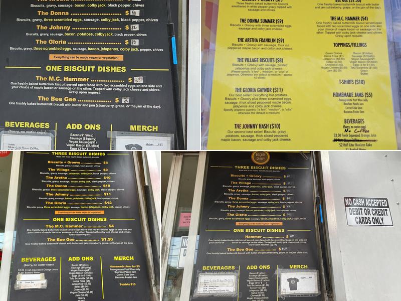 Biscuits + Groovy Menu