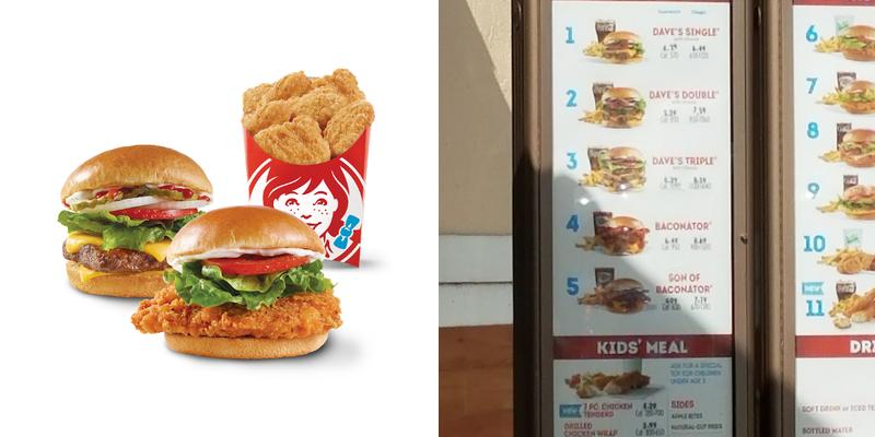 Wendy's Menu