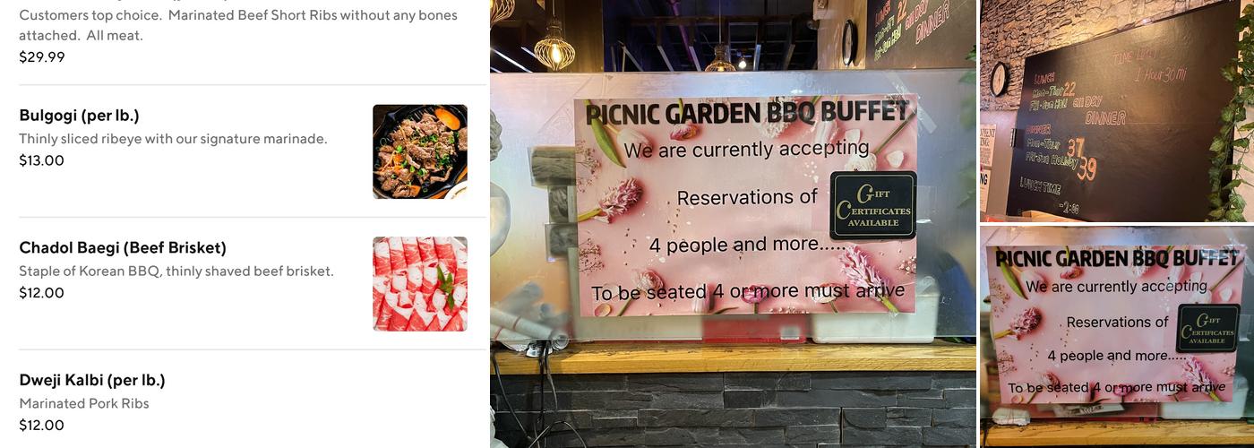 Picnic Garden BBQ BUFFET Menu