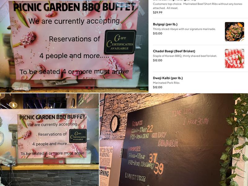 Picnic Garden BBQ BUFFET Menu
