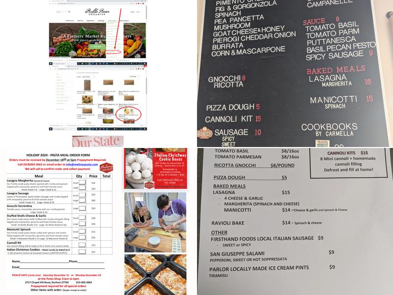 Melina's Fresh Pasta Shop Menu