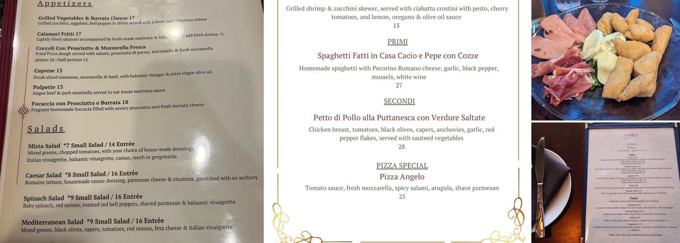 Enrigo Italian Bistro Menu