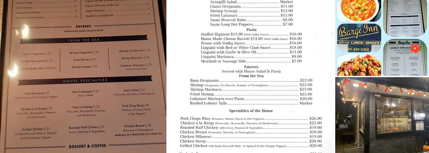 Barge Inn Menu