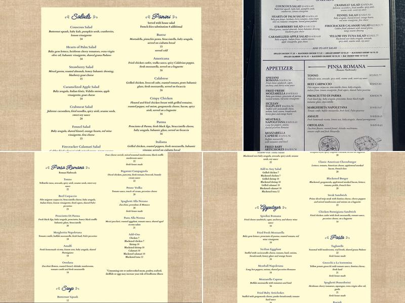 Positano Menu