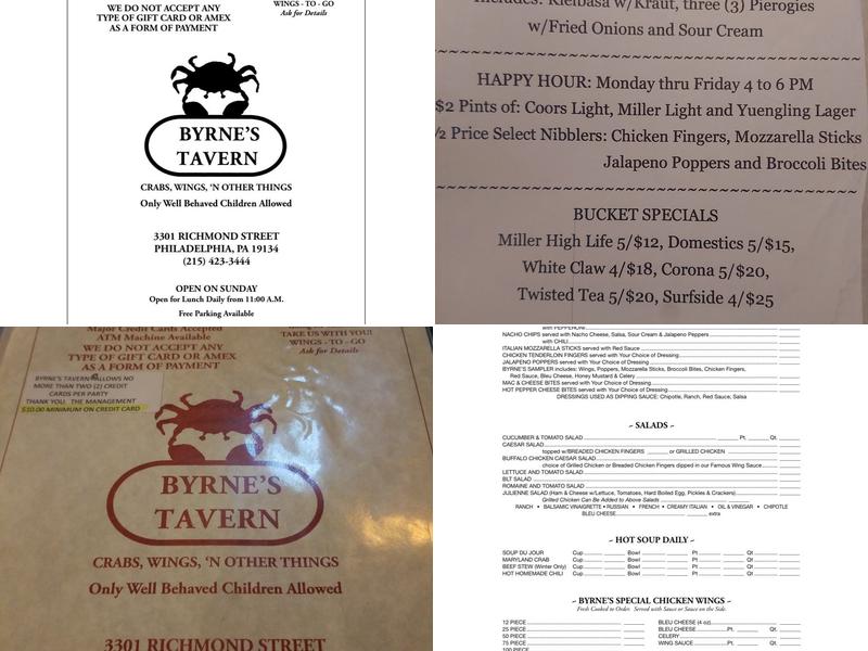 Byrne's Tavern Menu