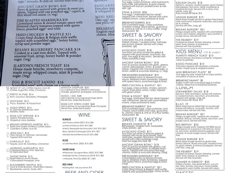 Besaws Menu