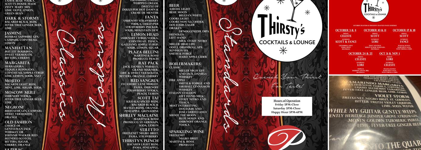 Thirsty's Cocktails & Lounge Menu