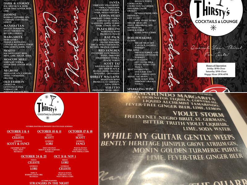 Thirsty's Cocktails & Lounge Menu