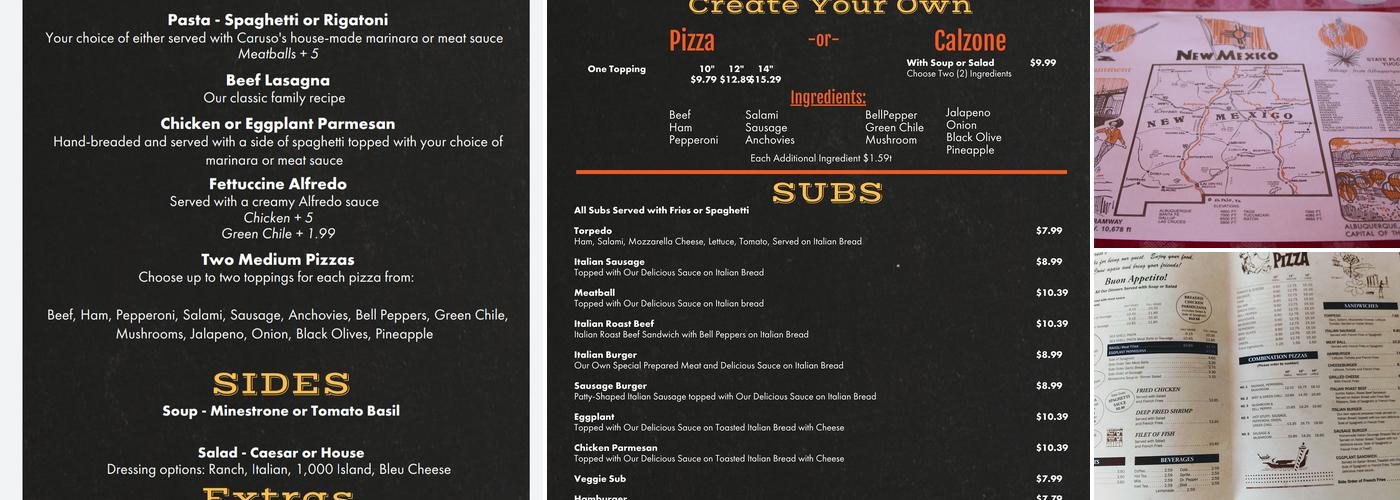 Caruso's Italian Restaurant Menu