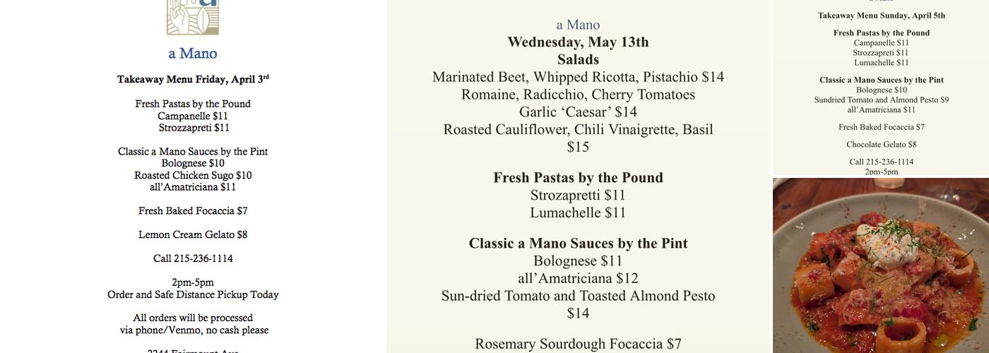 A Mano Menu