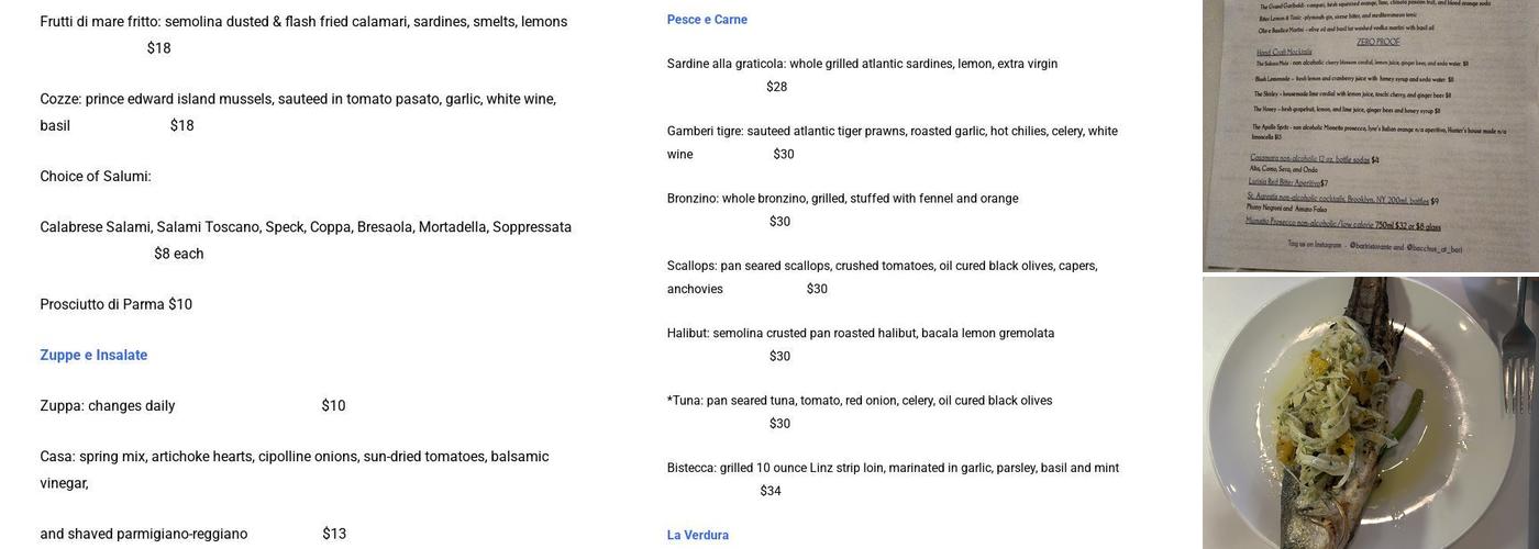 Bari Ristorante e Enoteca Menu