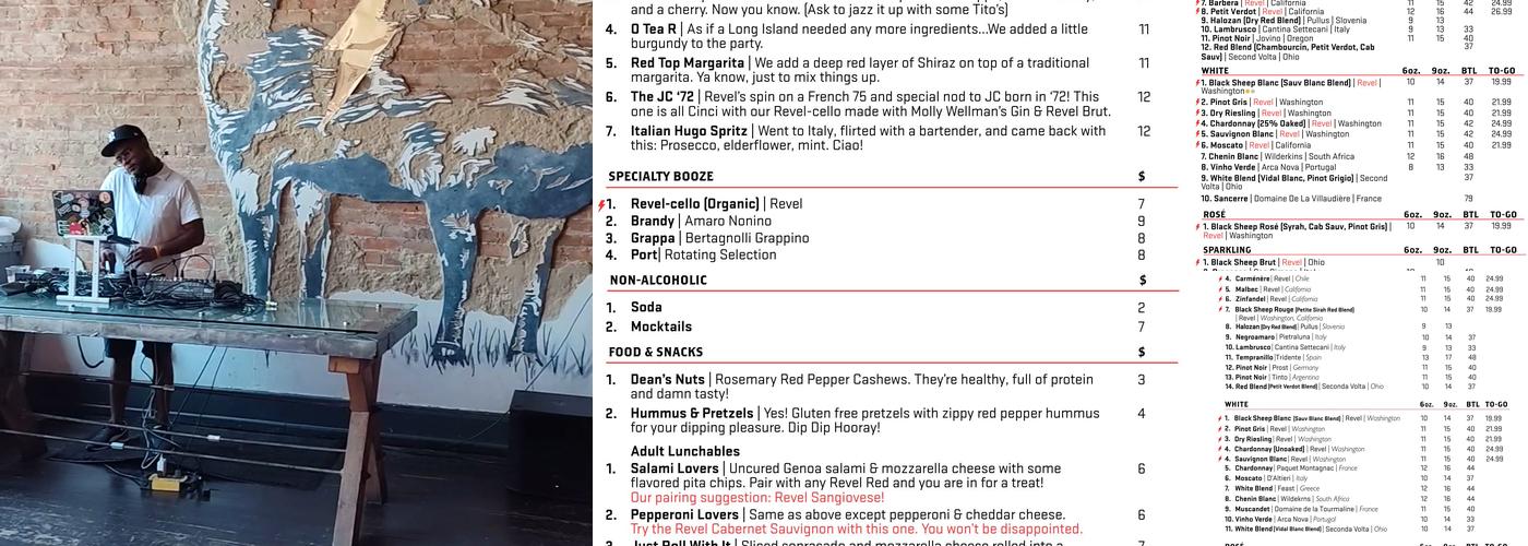 Revel OTR Urban Winery Menu