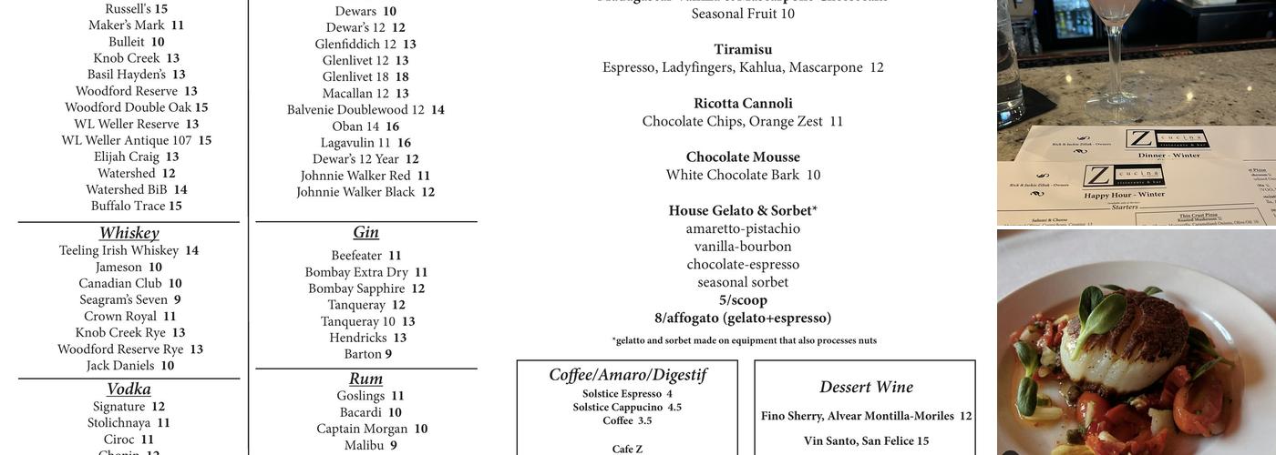 Z Cucina di Spirito Dublin Menu