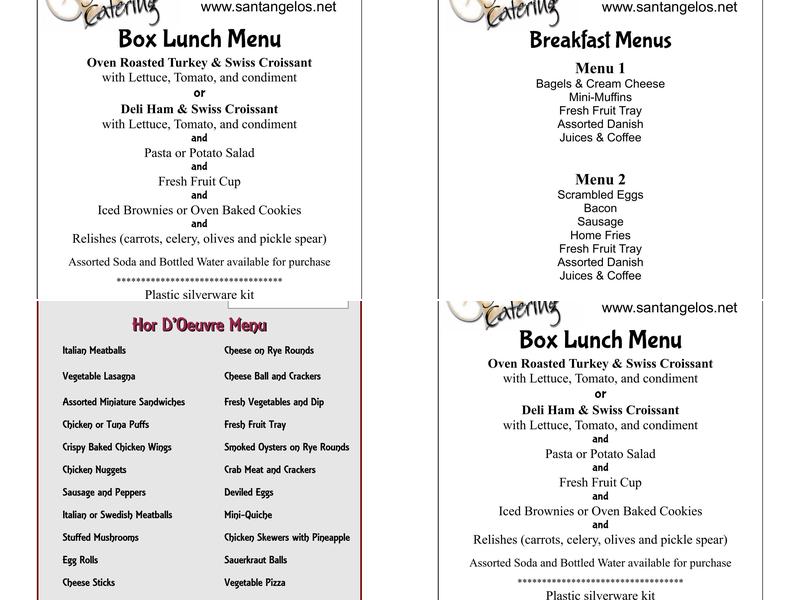 Santangelo's Catering Menu