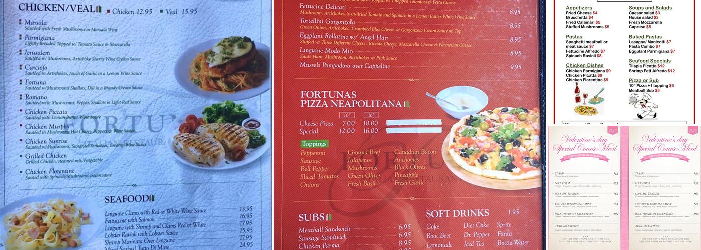 Fortuna Italian Restaurant Menu