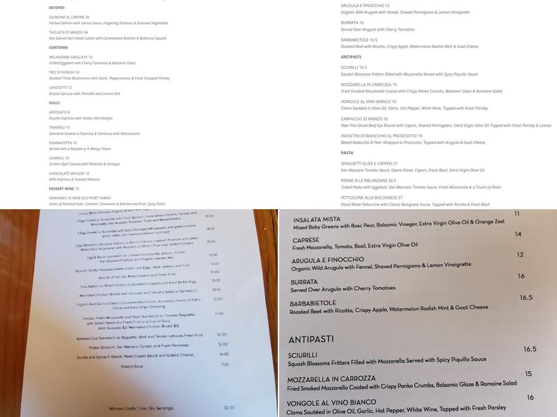 Fiore Caffe Menu