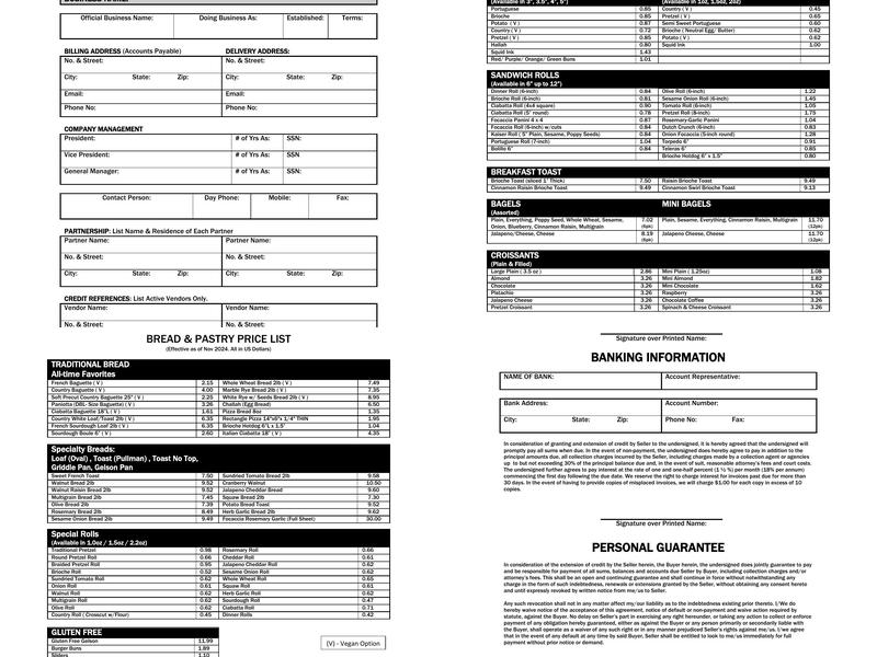 MELROSE BAKING COMPANY Menu