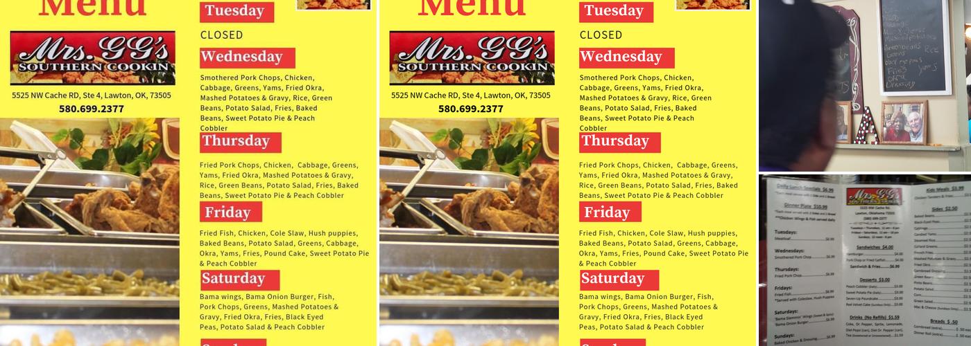 Mrs. GG's Southern Cookin' Menu