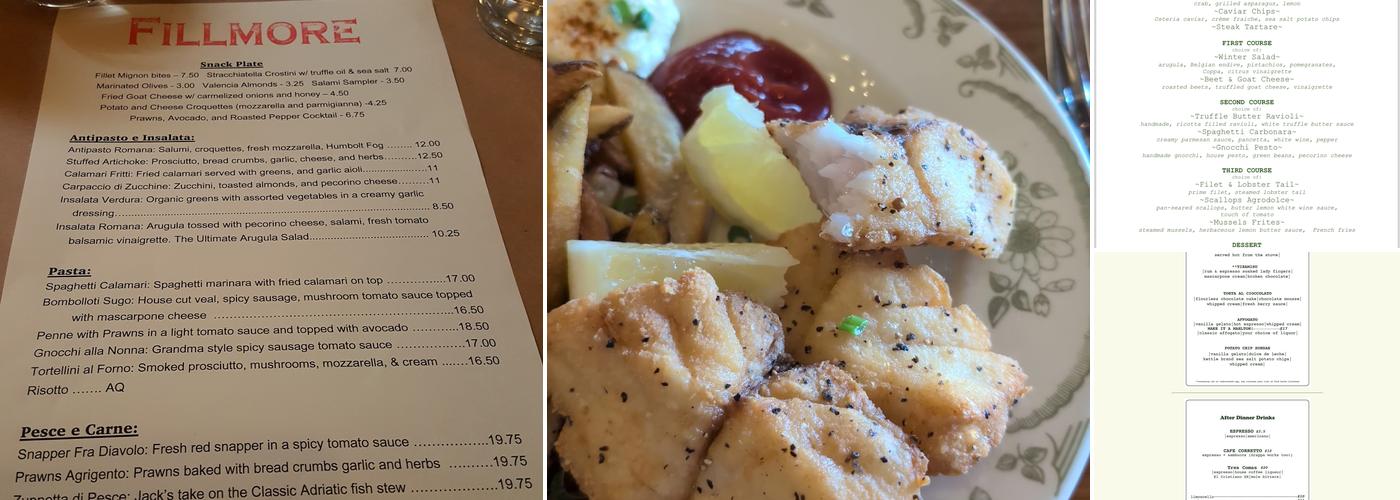 Fillmore Trattoria Menu
