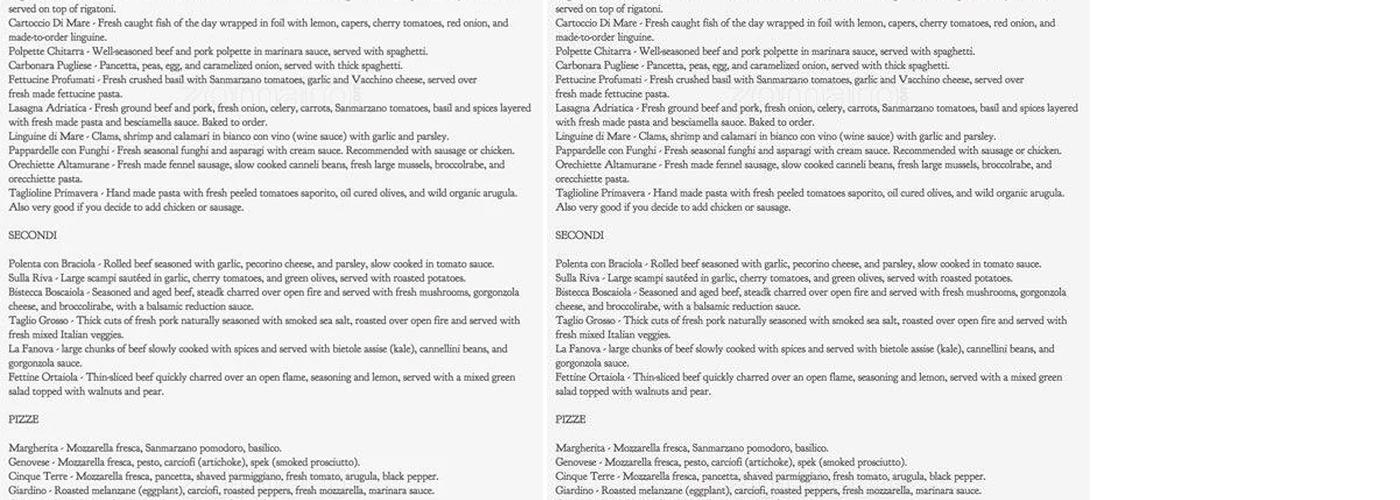 Enzo's Caffe Italiano Menu